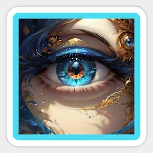 Closeup of a Colourful blue eye Sticker